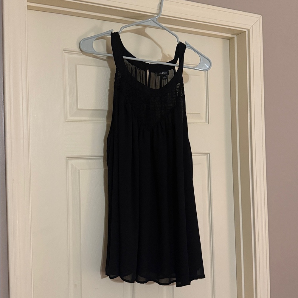 Torrid Black Sleeveless Top with Mesh Detail
